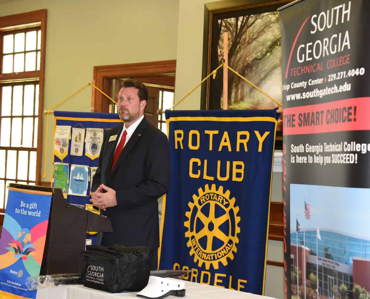 SGTC President Dr. John Watford speaks to Crisp County Rotary Club.