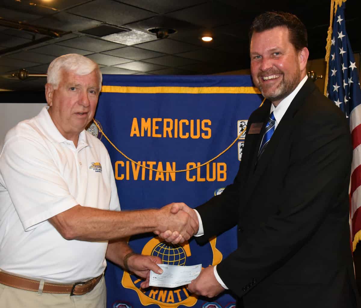 Americus Civitan Club President Grant Williams (left) is shown above presenting a check to South Georgia Technical College President Dr. John Watford for the Americus Civitan Club’s endowed scholarship for nursing students at South Georgia Technical College.