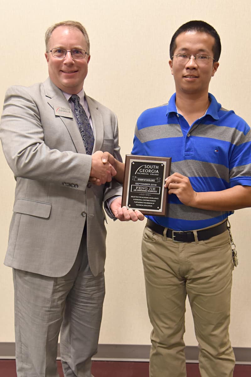 Feng Jie of DeSoto, a South Georgia Technical College (SGTC) Air Conditioning Technology student, has been named SGTC Student of Excellence for September.