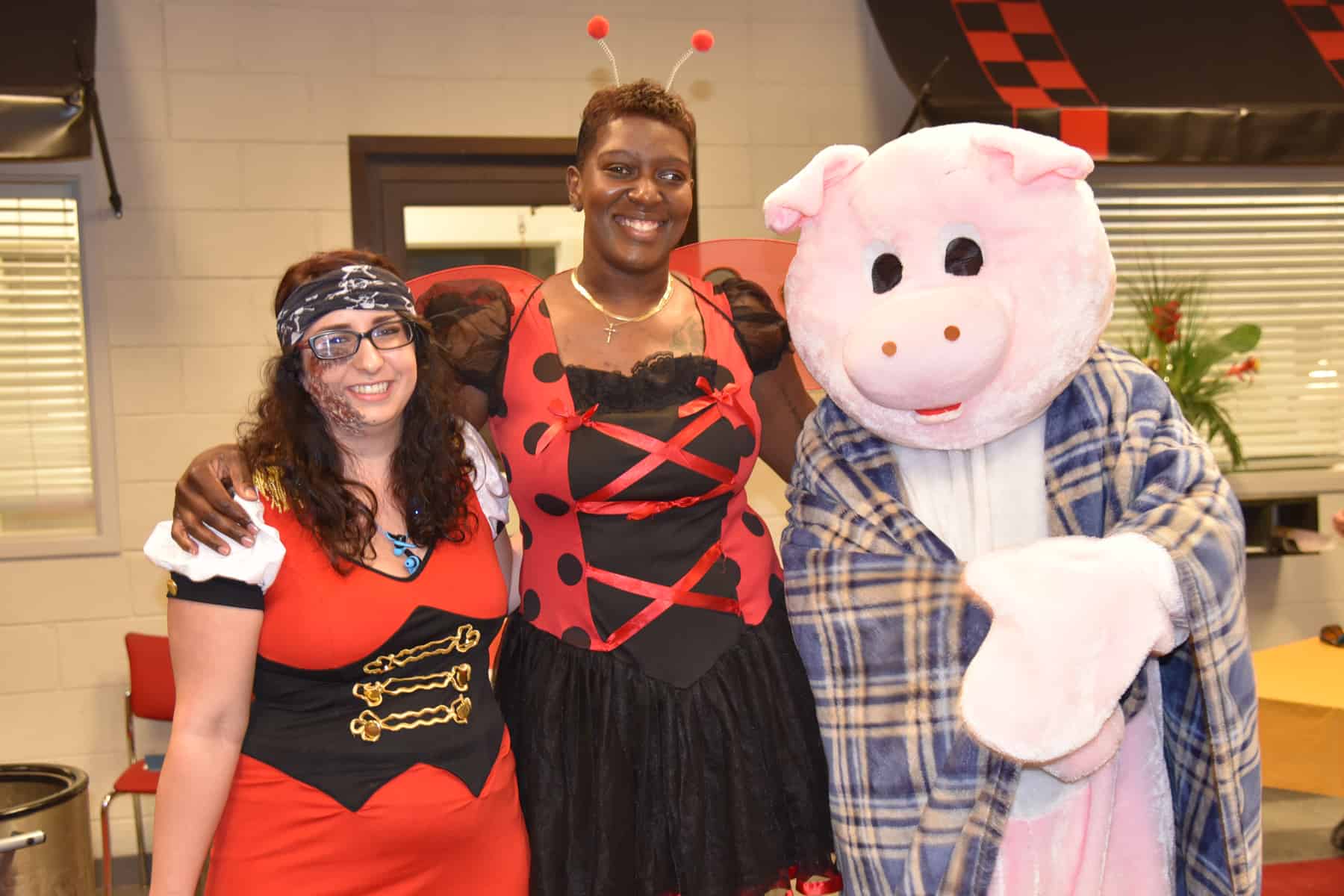 Winners of SGTC’s Halloween Costume Contest for the Americus campus are pictured from left to right: Destiny Baker, Burnt Pirate, first place; Andrea Burton-Willis, Ladybug, second place; and Brennan Morris, Pig in a Blanket, third place.