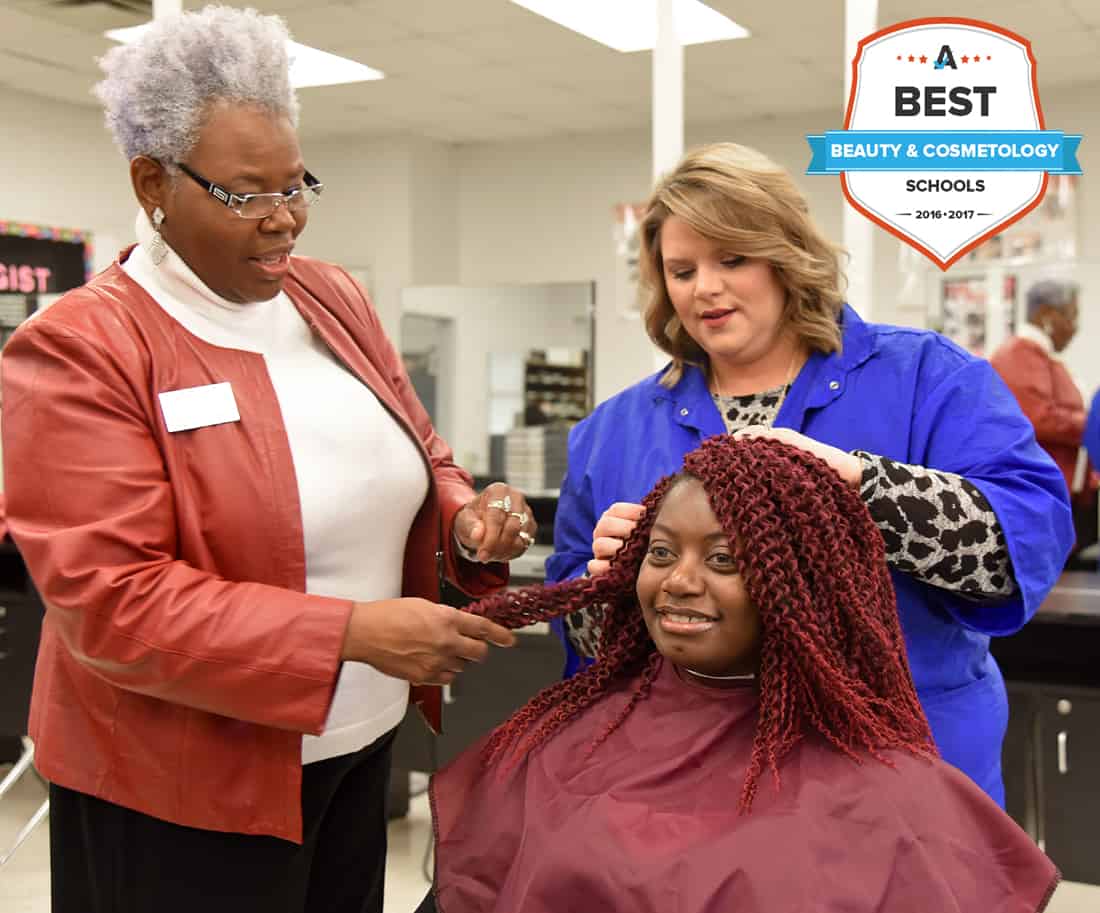 SGTC Cosmetology instructor Dorothea McKenzie (left) is pictured with Cosmetology students Morgan Whaley (standing) and Sabrina Kelley. The Cosmetology program was recently recognized as a top cosmetology program in the country.