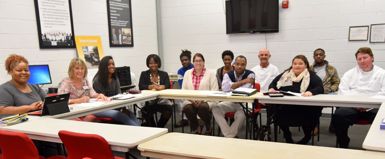 PBL Advisors Dr. Andrea Oates and Donna Lawrence (far left) are pictured with SGTC PBL Americus campus chapter members at their first meeting of 2017.