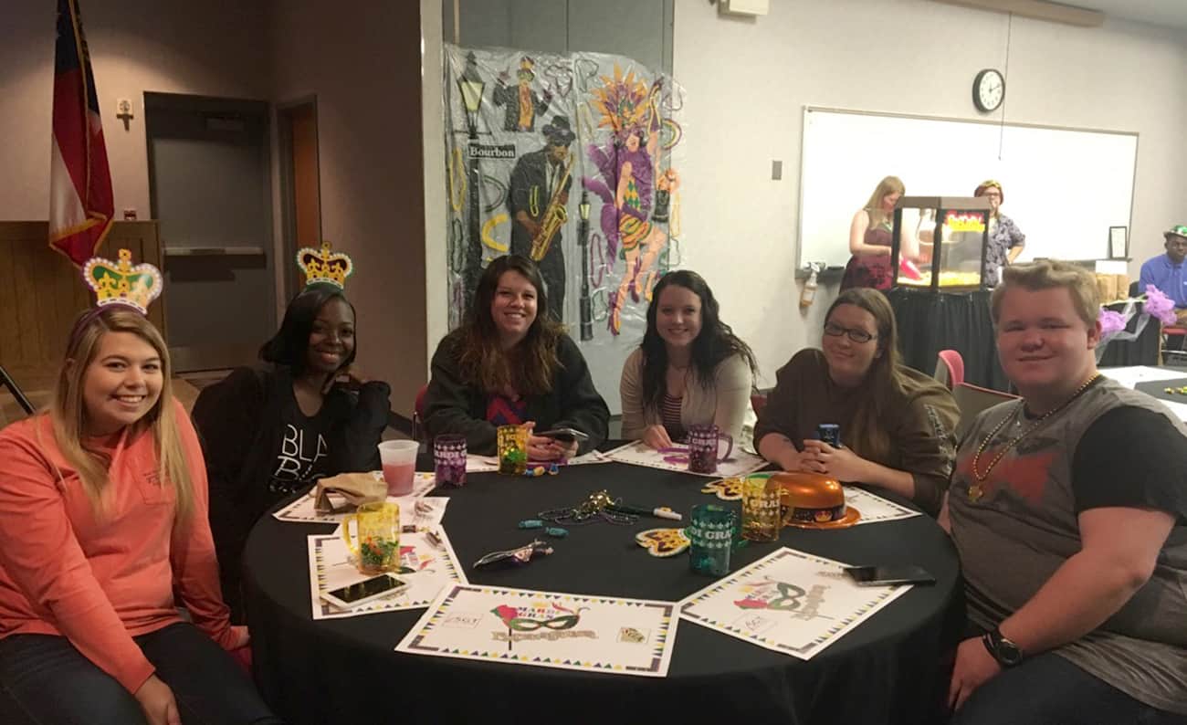 SGTC Crisp County Center students are pictured enjoying the Mardi Gras celebration that was organized by the Student Government Association.