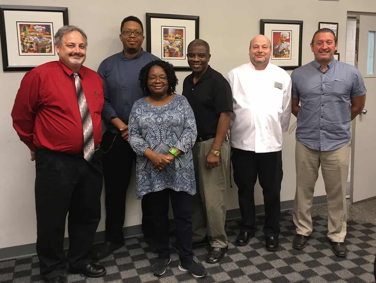 Pictured from left to right are SGTC Culinary Arts advisory committee members Dr. David Finley, Johnny Davis, Ethel Waters, Larry Jackson, Ricky Watzlowick, and Juan Castilla.