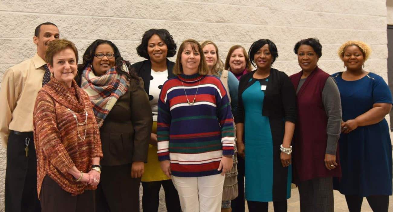 From left to right: SGTC General Education advisory committee members Chester Taylor, Lillie Ann Winn, Dr. Michele Seay, Raven Payne, Kim Miller, Shelly Godwin, Jaye Cripe, Deo Cochran, Cynthia Carter, and Dr. Andrea Oates.