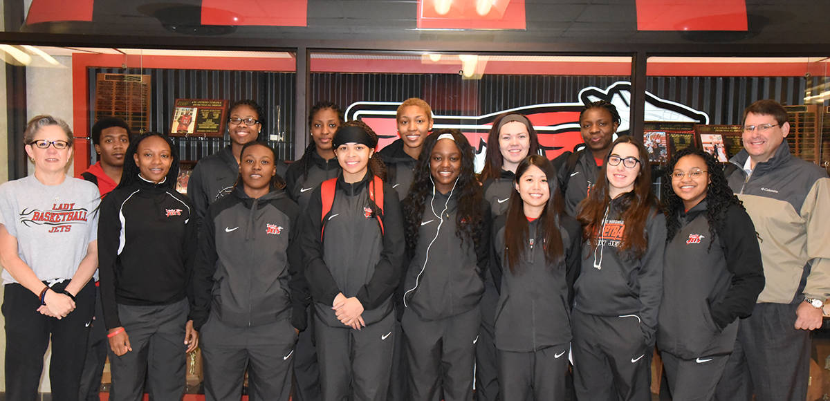 The South Georgia Technical College Lady Jets began the first leg of their journey to the NJCAA Division I women’s national basketball tournament in Lubbock, Texas. They are shown here right before they boarded the SGTC vans for the Atlanta Airport.