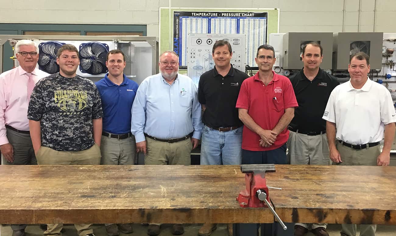 Pictured from left to right are SGTC Air Conditioning Technology advisory committee members Raymond Holt, Reed Harpe, Jonathan Siskey, Greg Crowder, John Hayes, Paul Battle, Glynn Cobb, and Brian McMichael.
