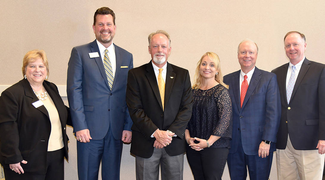 South Georgia Technical College Foundation Executive Director Su Ann Bird and South Georgia Technical College President Dr. John Watford are shown above (l to r) with Dan Linginfelter, Sandy and Hank Linginfelter and Matt Linginfelter. Hank and Matt were both at the convocation to support their brother.