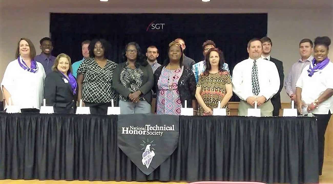 From left to right on the front row are NTHS Advisor Kari Bodrey, NTHS President and state officer Maria Rivera, and new NTHS inductees Felicia Young, Ramona Wiliams, Jessica Fudge, Cheryl Greer, Troy Gilliam, and NTHS advisor Katrice Taylor. On the back row from left to right are NTHS inductees Christian Powell, Brian Fennell, Ethan Phillips, Rick Hopper, Dontavious Harrell, Dakota Hall, and Joshua Chappell.