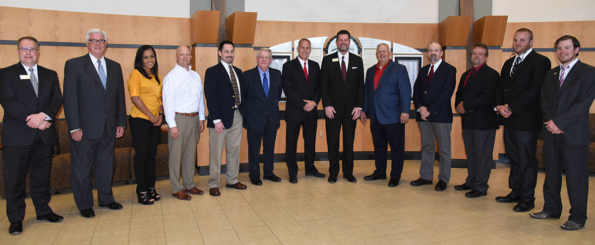 Shown above with SGTC President Dr. John Watford are the Caterpillar dealer representatives from five states which hosted the dinner for the 2017 Caterpillar graduates