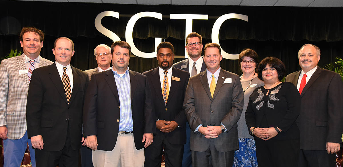 Shown above (l to r) are the individuals who participated in the State of Education event at South Georgia Technical College recently. They are: Rhett Simmons, Chair of the Chamber of Commerce; Ty Kinslow, Headmaster at Southland Academy; Ted McMillian, Chair One Sumter; Alex Saratsiotis, Vice Chair One Sumter; Dr. Torrence Choates, Sumter County Schools Superintendent; Dr. John Watford, President of South Georgia Technical College, Dr. Neal Weaver, President of Georgia Southwestern State University, Dr. Elizabeth Kuipers, Principal of Furlow Charter School, Sandhya Muljibhai, Chair of the Chamber Education Committee and Dr. David Finley, Moderator.