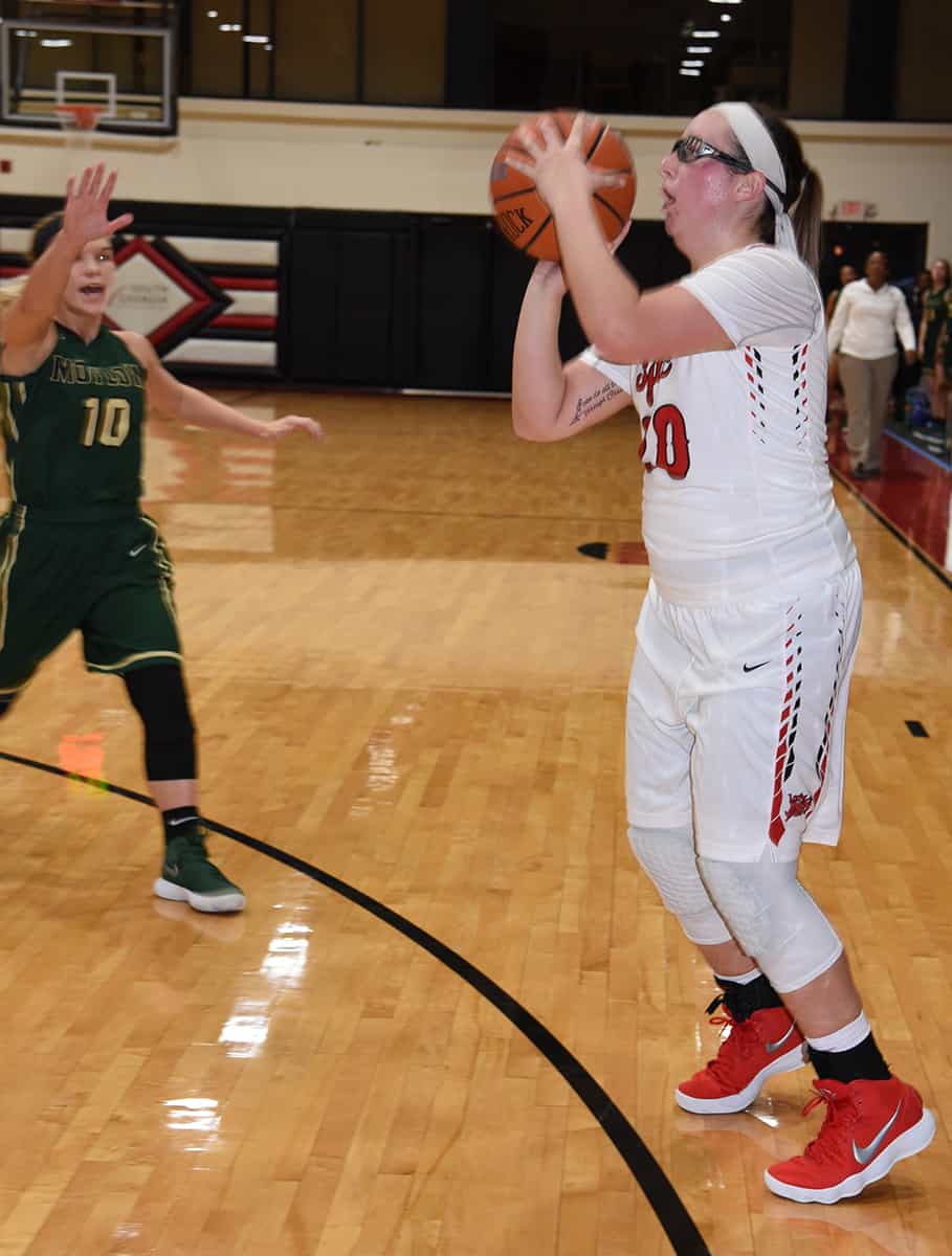 Freshman Aubrey Maulden, 20, led the Lady Jets in scoring against Motlow State with 23 points.