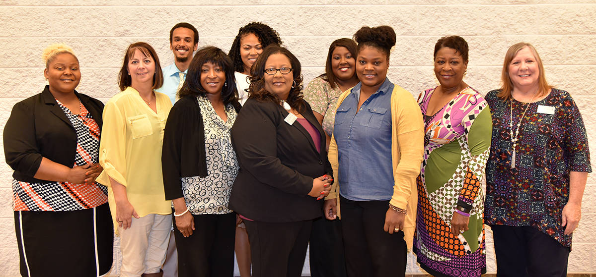 The General Education and Learning committee members stands for a picture. From left to right: SGTC General Education advisory committee members Dr. Andrea Oates, Kim Miller, Chester Taylor, Deo Cochran, Raven Payne, Michele Seay, Eulish Kinchens, Katrice Taylor, Cynthia Carter and Jaye Cripe.