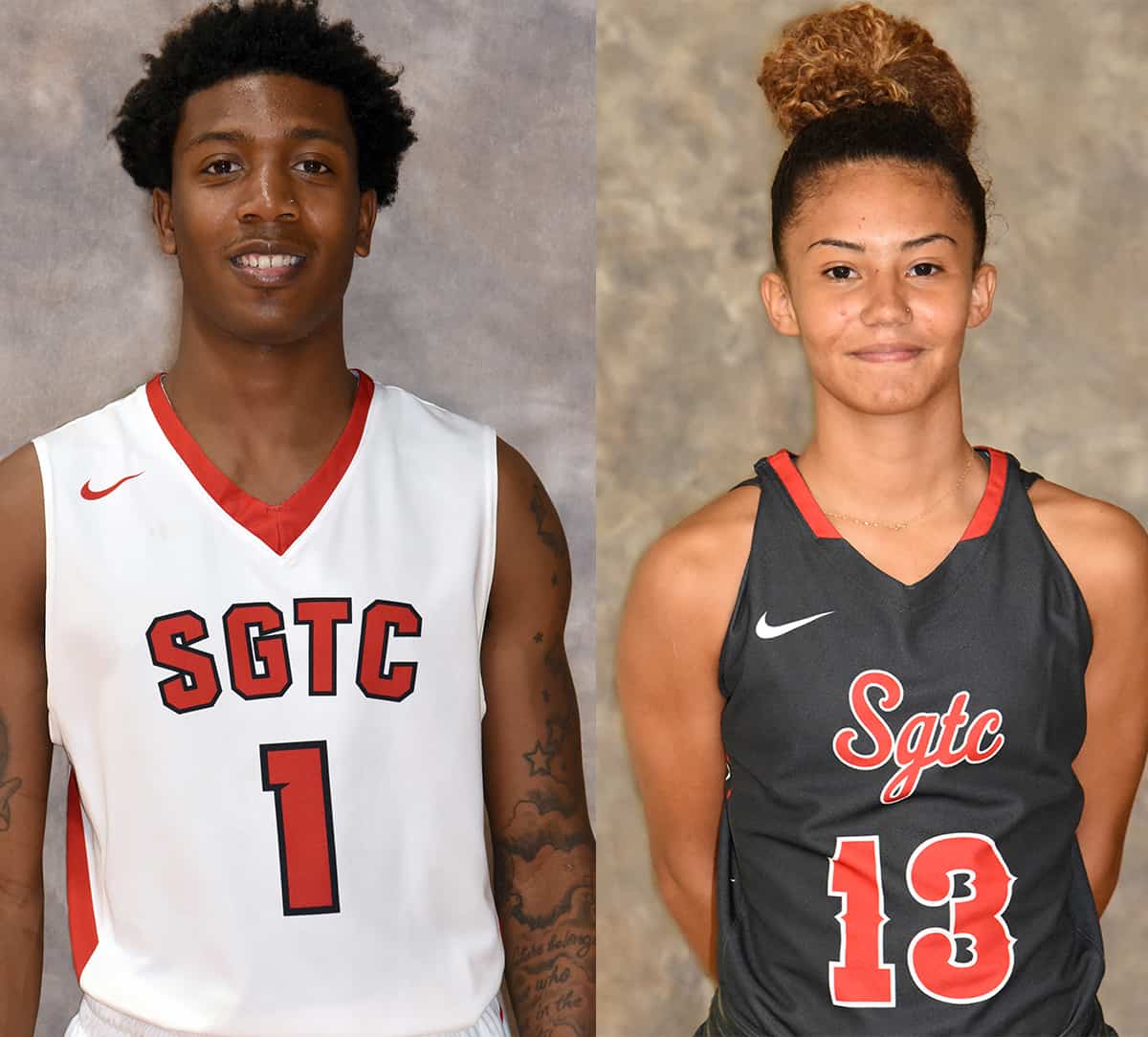 South Georgia Technical College’s Rico Simmons (1) and Alyssa Nieves (13) were selected as the GCAA Division I men’s and women’s basketball Players of the Week recently.