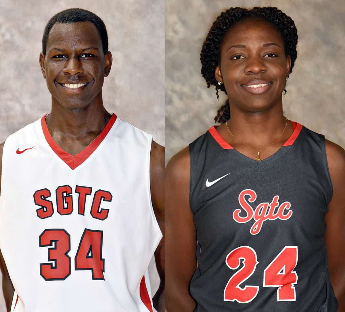 South Georgia Technical College’s Marquel Wiggins (34) and Esther Adenike (24) were selected as the GCAA Division I men’s and women’s basketball Players of the Week recently.