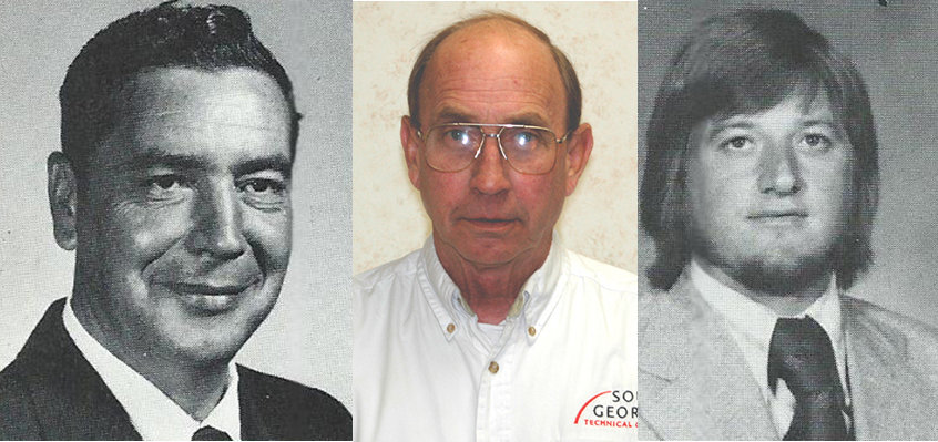 Shown above are photos of Bill Moncrief from the college’s 1972 yearbook, Bobby Wooldridge from 2006, and Frankie Williams from the 1975 college yearbook.