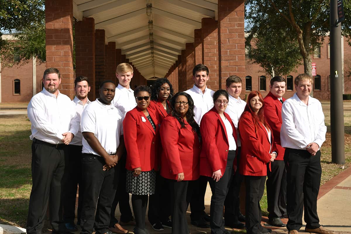 South Georgia Technical College’s 2018 SkillsUSA team celebrated SkillsUSA week recently by highlighting the programs and activities the organization participates in. From left to right are: Chad Brown (Advisor), Ethan Lyle, Timothy Payne, Josiah Copland, Cynthia Carter (Advisor), Katelyn Burgess, Dr. Michele Seay (Advisor), Bailey Mills, Jennifer West, Calvin Conley, Tonya Rodgers, Michael Dewberry and Jacob Grant.