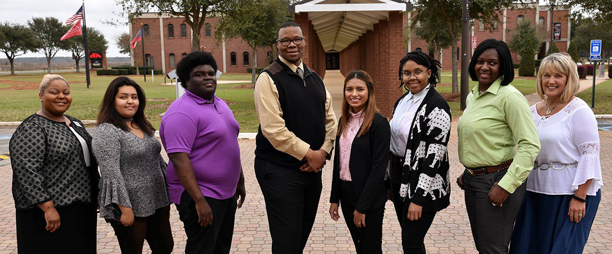 PBL Members standing from left to right are Dr. Andrea Oates, local PBL advisor; Jasmin Tovar, Joseph Hawkins, Jarrius Class, Yaneli Hernandez, Shantelle Brito, Andrea Burton-Jackson and Donna Lawrence, local and state advisor.