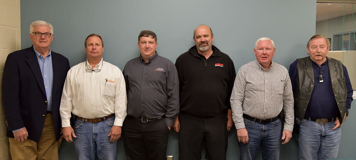Pictured from left to right are SGTC Motorsports Vehicle Technology advisory committee members Raymond Holt, Ron Peacock, Kevin Beaver, John Werling, John Beaver and Wayne Lyle.
