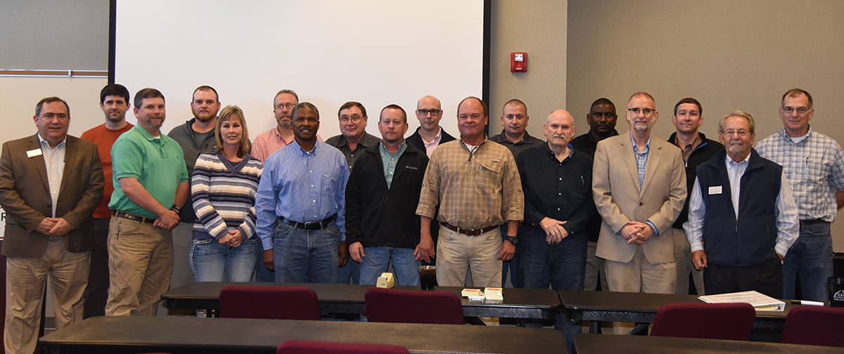 South Georgia Technical College’s Director of Business and Industry Paul Farr and Bob Stinchcum are shown above with Dr. Tony Swaim from Kennesaw State University and members of the TCI Powder Coatings group that participated in the two-day workshop at South Georgia Technical College tailored to their specific industry needs.