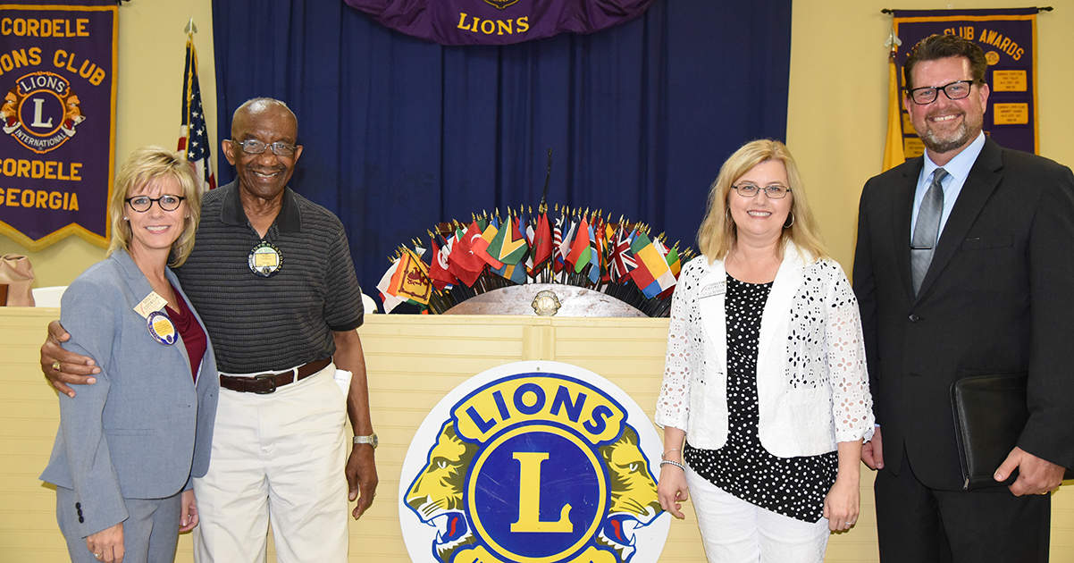South Georgia Technical College President Dr. John Watford (right) is shown above (l to r) with SGTC Dean of Enrollment Management and Crisp County Lions Club member Julie Partain and SGTC Foundation Board of Trustee member, former Board of Director member and Crisp County Lions Club member Willie Patrick and SGTC Director of Business and Industry Services for the Crisp County Center Michelle McGowan.