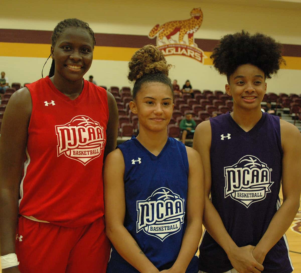 South Georgia Technical College returning Lady Jets Bigue Sarr, Alyssa Nieves and Ricka Jackson are shown above at the NJCAA All-Star competition.
