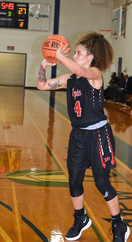 Alyssa Nieves, 4, had 41 points and made 11-three point shots in the game against Andrew College.