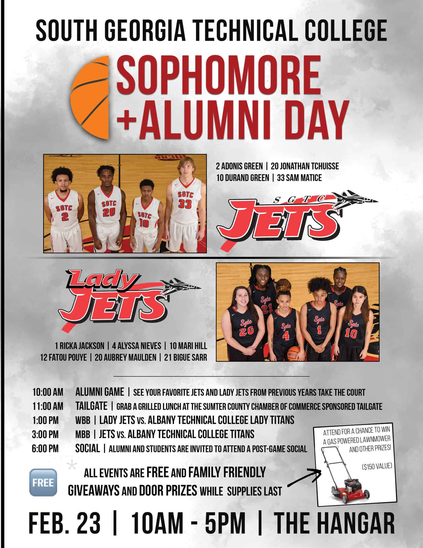 Sophomore and Alumni Day set for February 23rd at SGTC. All alumni, students, faculty and staff, and retirees are urged to come out and enjoy the festivities.
