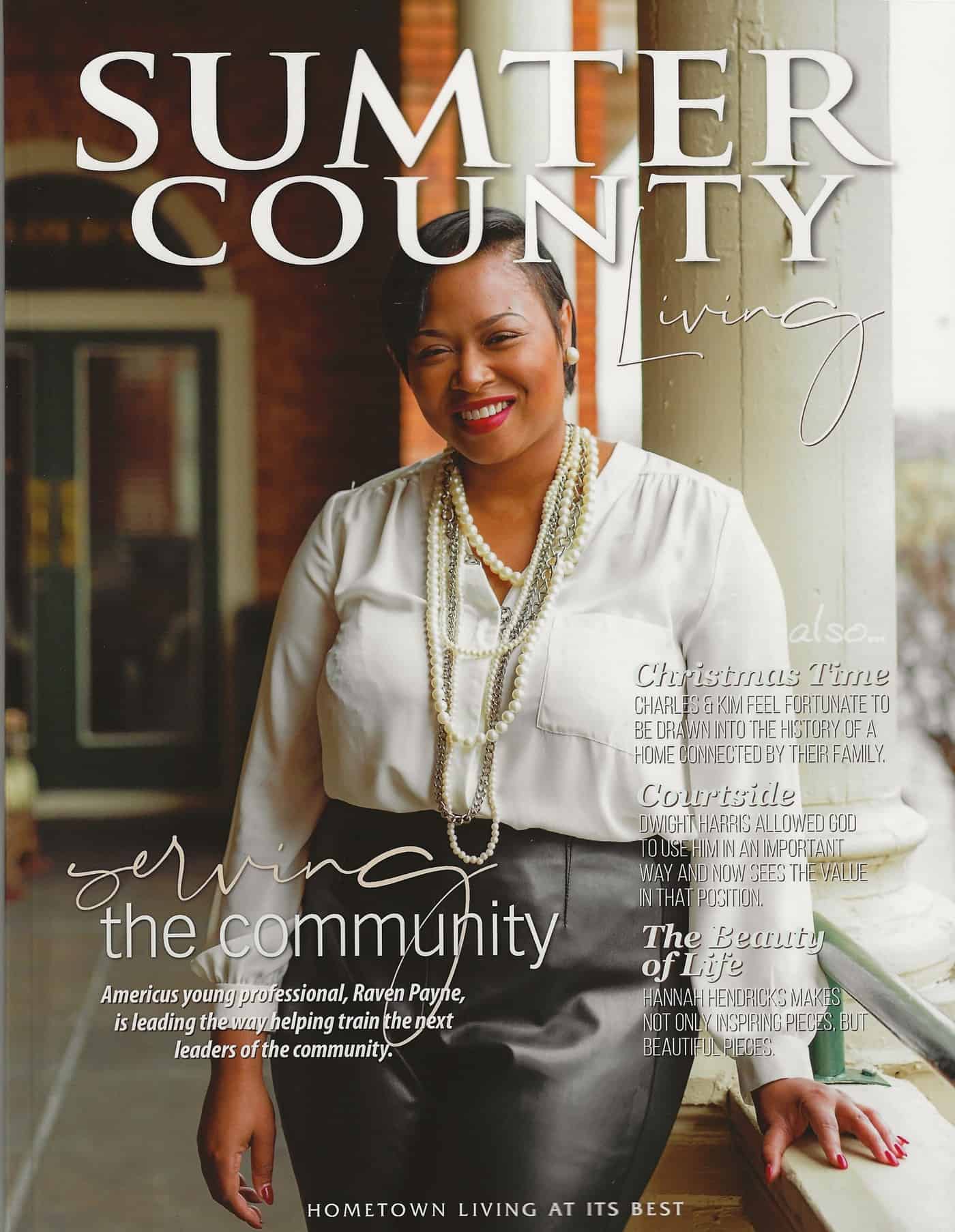Cover of the Spring 2019 Sumter County Living Magazine with South Georgia Technical College English Instructor Raven Payne featured.