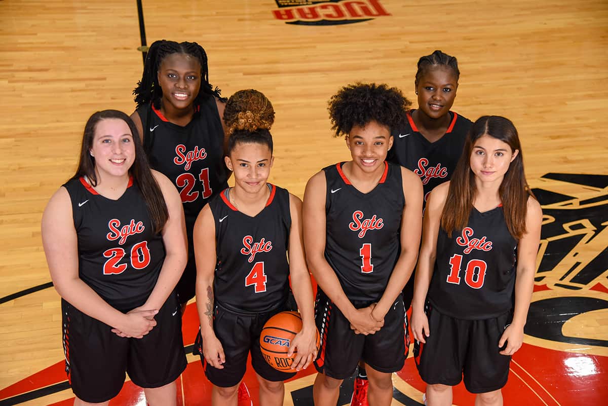 Shown above are the South Georgia Technical College Sophomore Lady Jets who were named to the GCAA All-Academic team for 2018-2019. They are: Aubrey Maulden, 20, Bigue Sarr, 21, Alyssa Nieves, 4, Ricka Jackson, 1, Fatour Pouye, 12, and Mari Hill, 10.