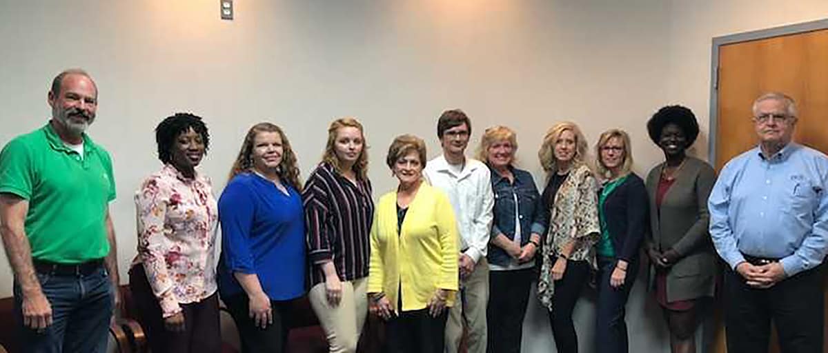 Shown above (l to r) at the SGTC Crisp County Advisory meeting are: Shearer Turton of Turton Investments; Dametra Patterson of Crisp County High School; Hannah Weaver, Marketing Management student; Kennedy Allen, Business Technology Student; Karen Bloodworth, Marketing Management Instructor; Christopher Mathews, Business Technology Student; Becky Fitzgibbons of Crisp County Power Commission; Teresa Jolly, Business Technology Instructor; Julie Partain, Dean of Enrollment Management; Allysia Oliver, Business Technology Student; and Arthur Ben Morris of PlantersFirst Bank.