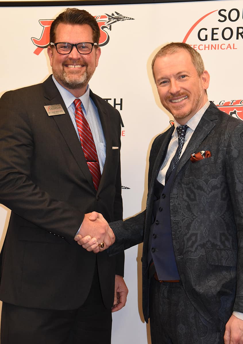 South Georgia Technical College President Dr. John Watford welcomed Ron Clark to the SGTC campus and the Community Healthcare Forum.