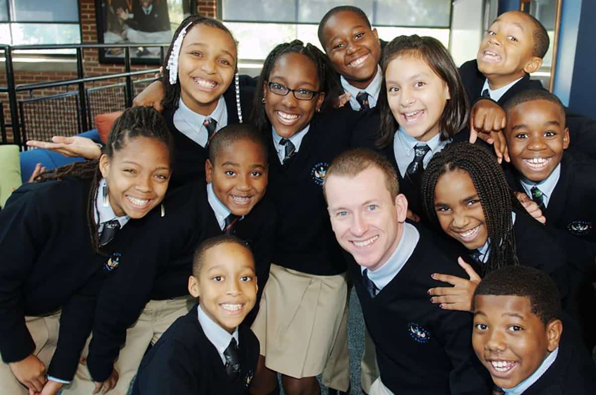 Ron Clark is shown above with some of his students.