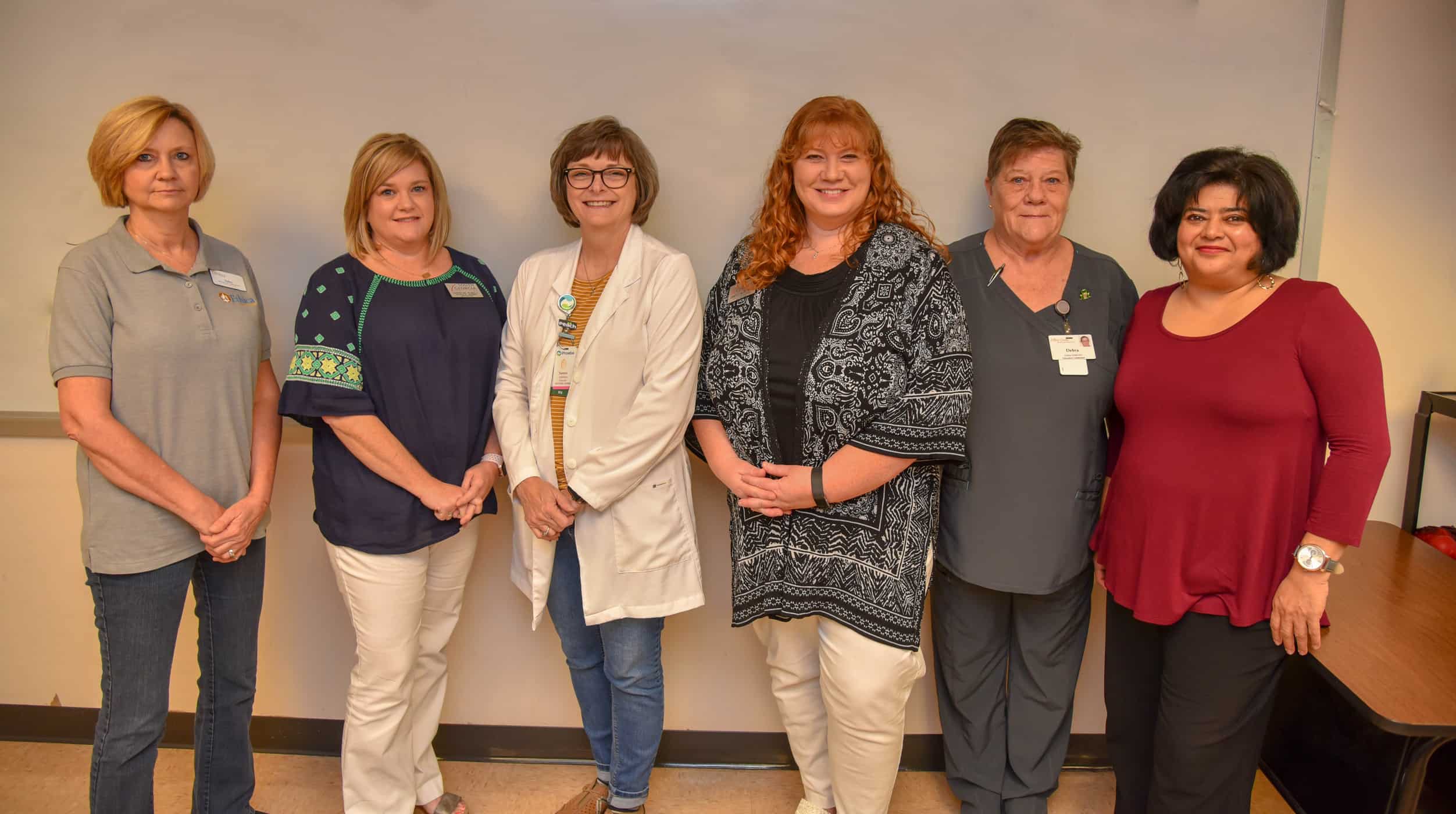 SGTC's practical nursing advisory committee members, (left to right) Debra Mims, Christine Rundle, Tammi Johnston, Jennifer Childs, Debra Webb and Sandhya Muljibhai, stand together following their semi-annual meeting.
