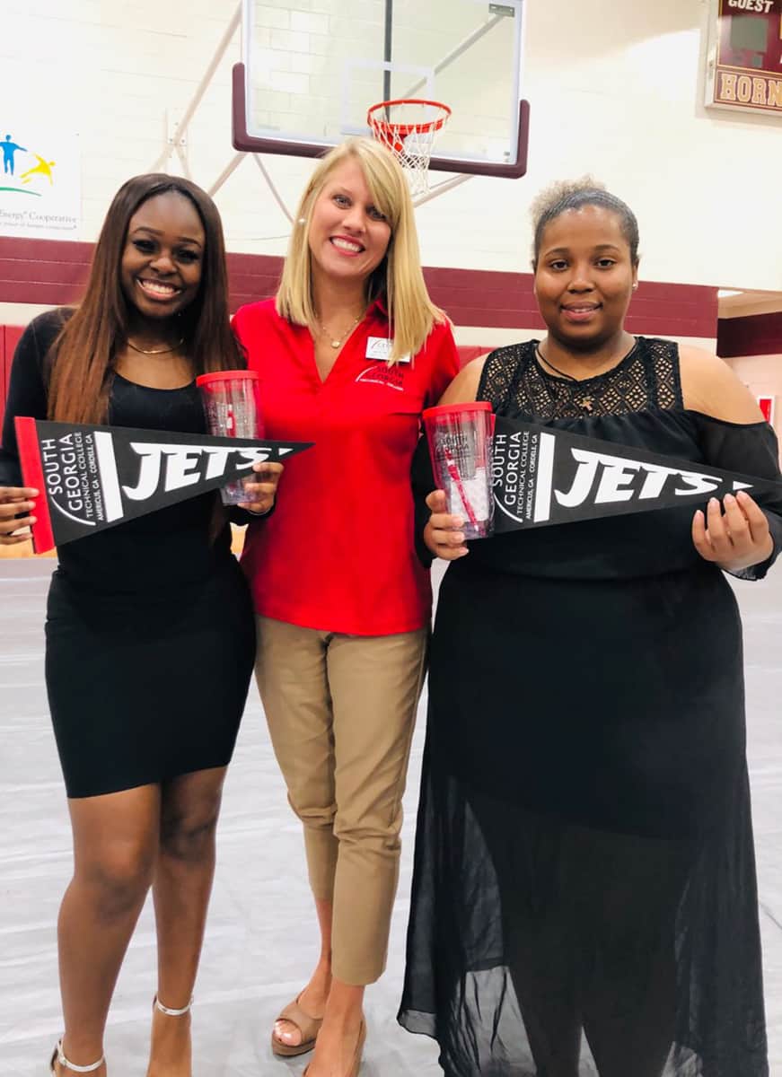 South Georgia Technical College Admissions Director Whitney Crisp is shown above (c) with Tekela Thornton (left), who will be enrolling in Cosmetology this fall at SGTC. Britney Davis (shown right) will be entering the SGTC Early Childhood Care and Education program in the fall.