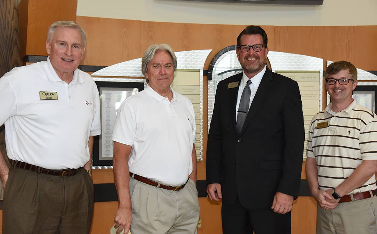 Colony Bank President Bob Evans, and W. T. Standard are shown above with South Georgia Technical College President Dr. John Watford and Colony Bank’s Jeffery Hester.