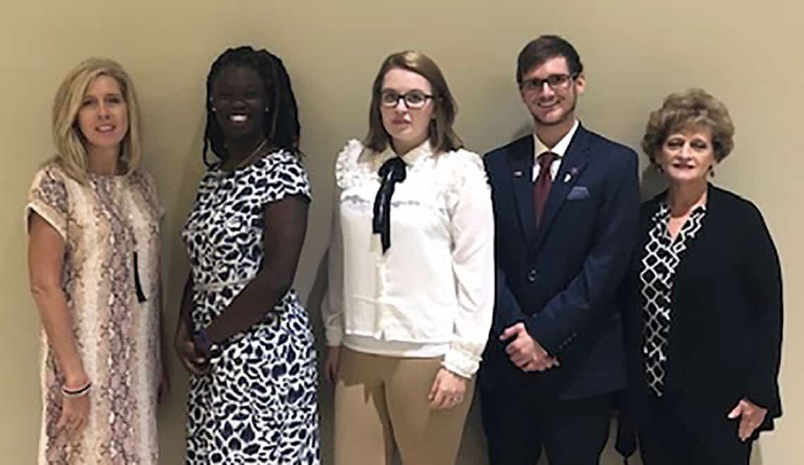 Pictured above (l to r) are: Teresa, Jolly, PBL Advisor and Business Technology Instructor; Allysia Oliver, Business Technology student; Kennedy Allen, Business Technology student; Christopher Mathews, Business Technology student; and Karen Bloodworth, PBL Advisor and Accounting/Marketing Management Instructor.