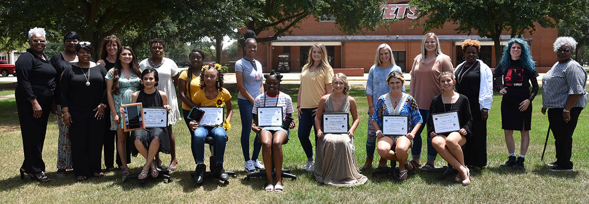 Shown above are the SGTC Cosmetology students and their models who finished in first through sixth place in the hairstyling competition recently. Also shown are the SGTC instructors and judges for the event.