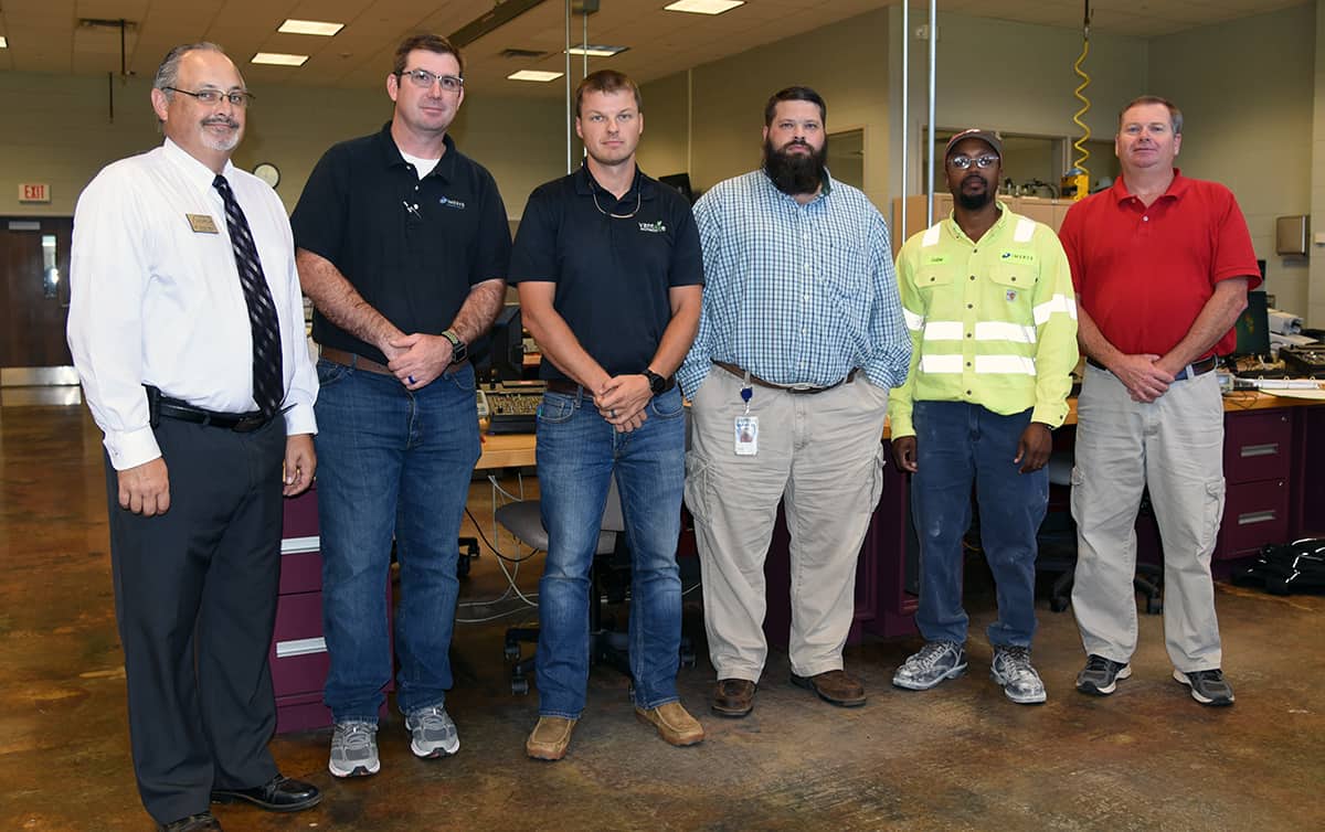 Pictured left-right: SGTC Academic Dean Dr. David Finley; Michael Jaskulski, Electrical Technician, Imerys; Travis Kelley, Engineering Manager, Vantage Southeast; Jesse Wilson, Product Support Engineer, Eaton Lighting; Gabe Hillard, Electrical Engineering Manager, Imerys; SGTC electronics instructor Mike Collins
