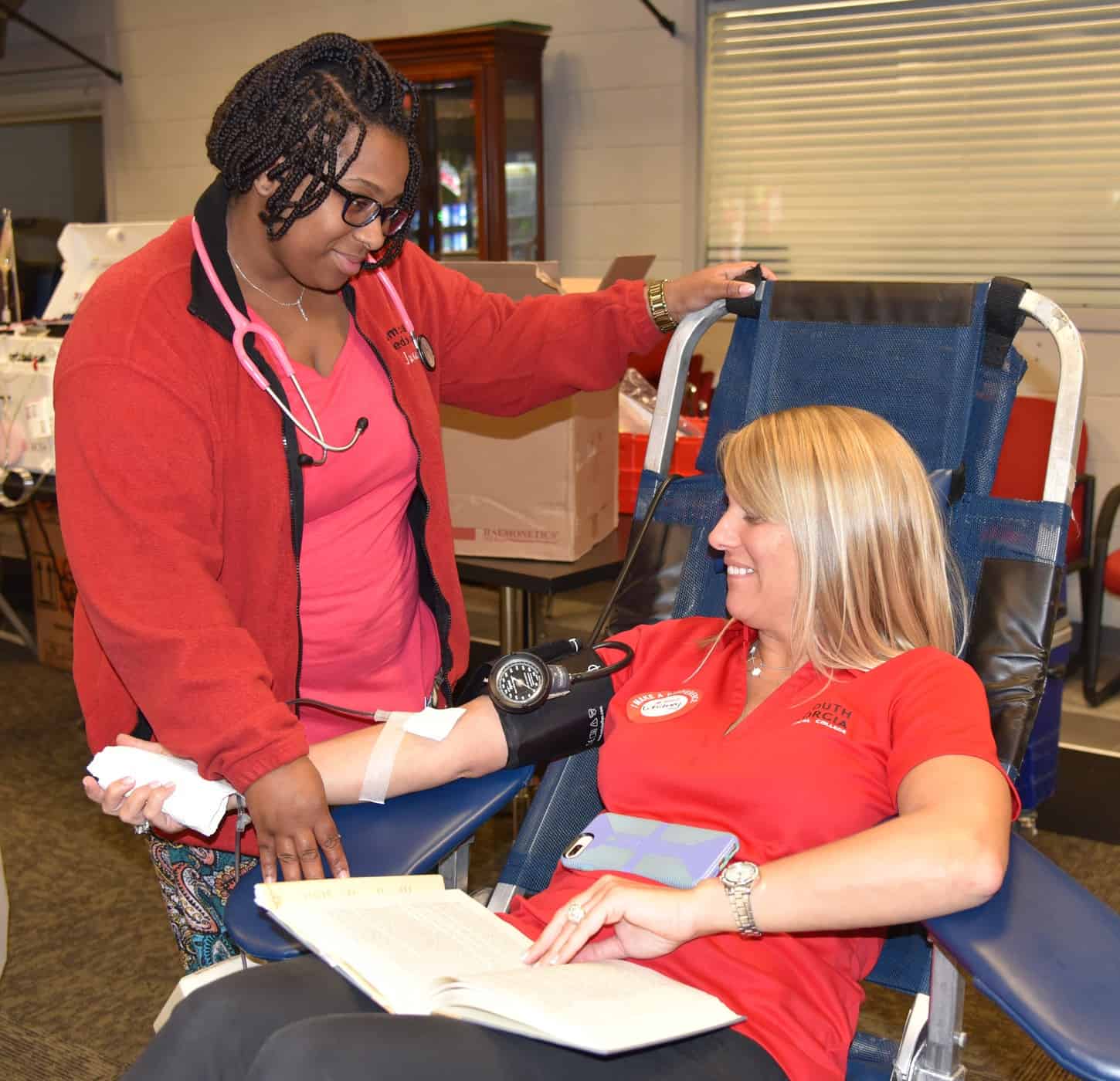 Whitney Crisp, SGTC Admissions Director, donates blood at the recent American Red Cross blood drive in Americus.