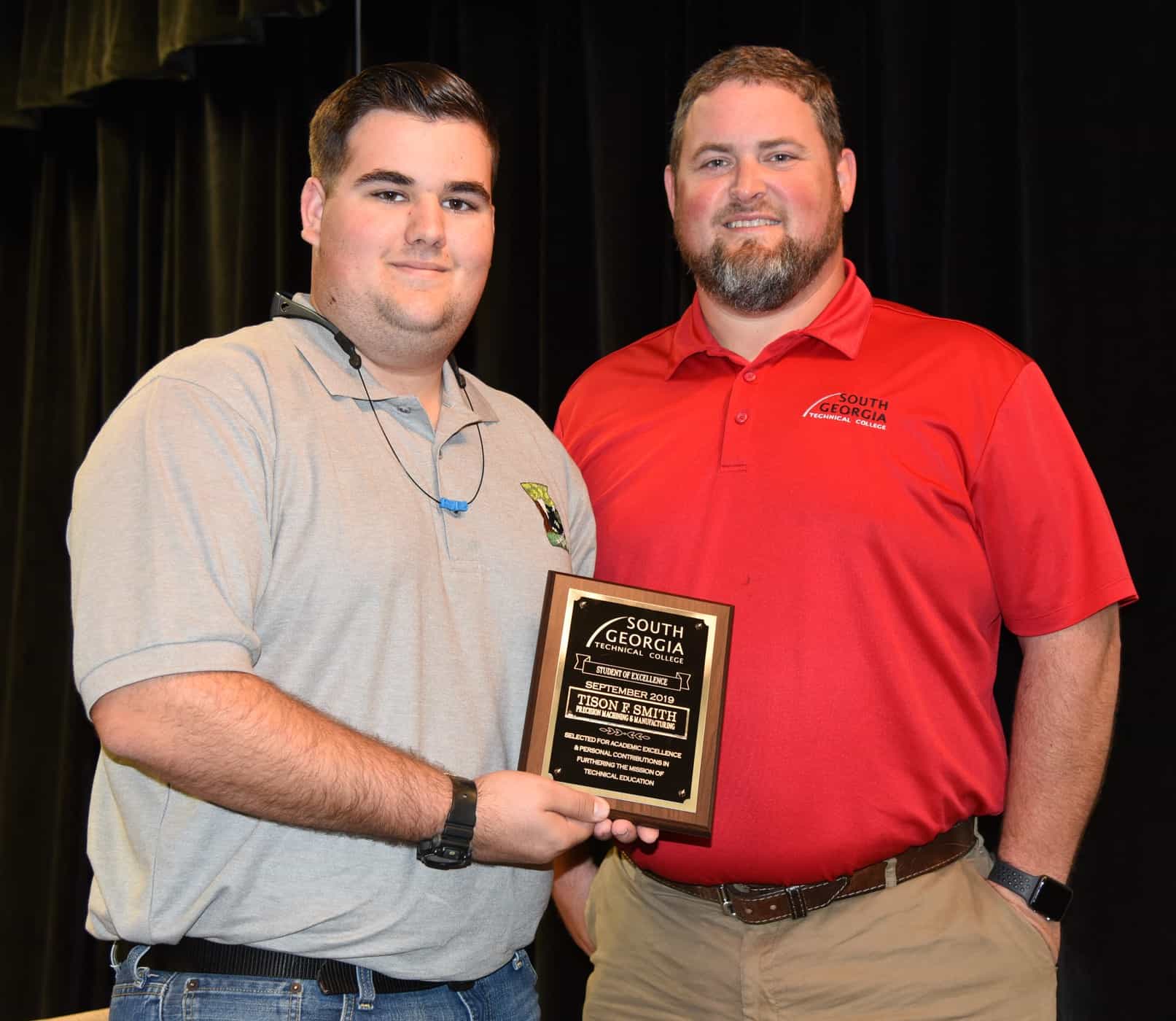 Student of Excellence winner Tison F. Smith with nominating instructor Chad Brown.