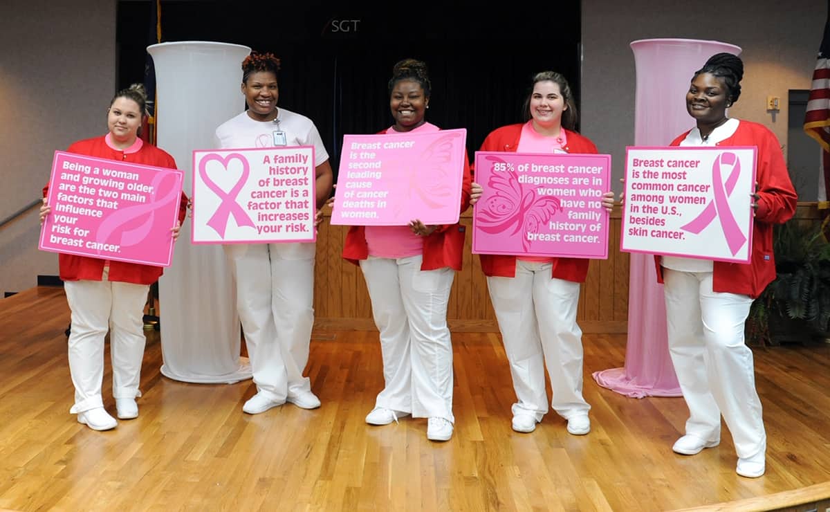 SGTC Crisp County Center students participate in a “Pink Out” to show their support in the fight against breast cancer