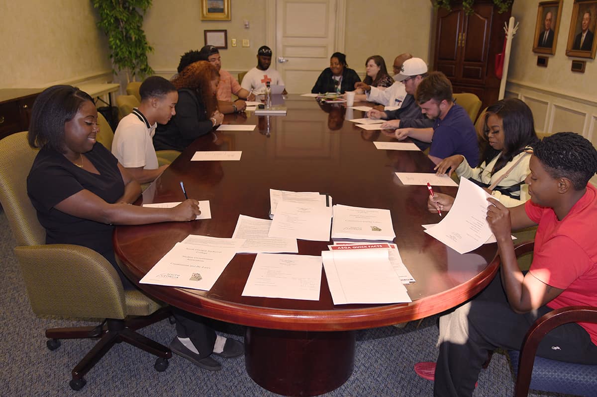 Members of the Student Government Association at South Georgia Technical hold their first meeting of the year.
