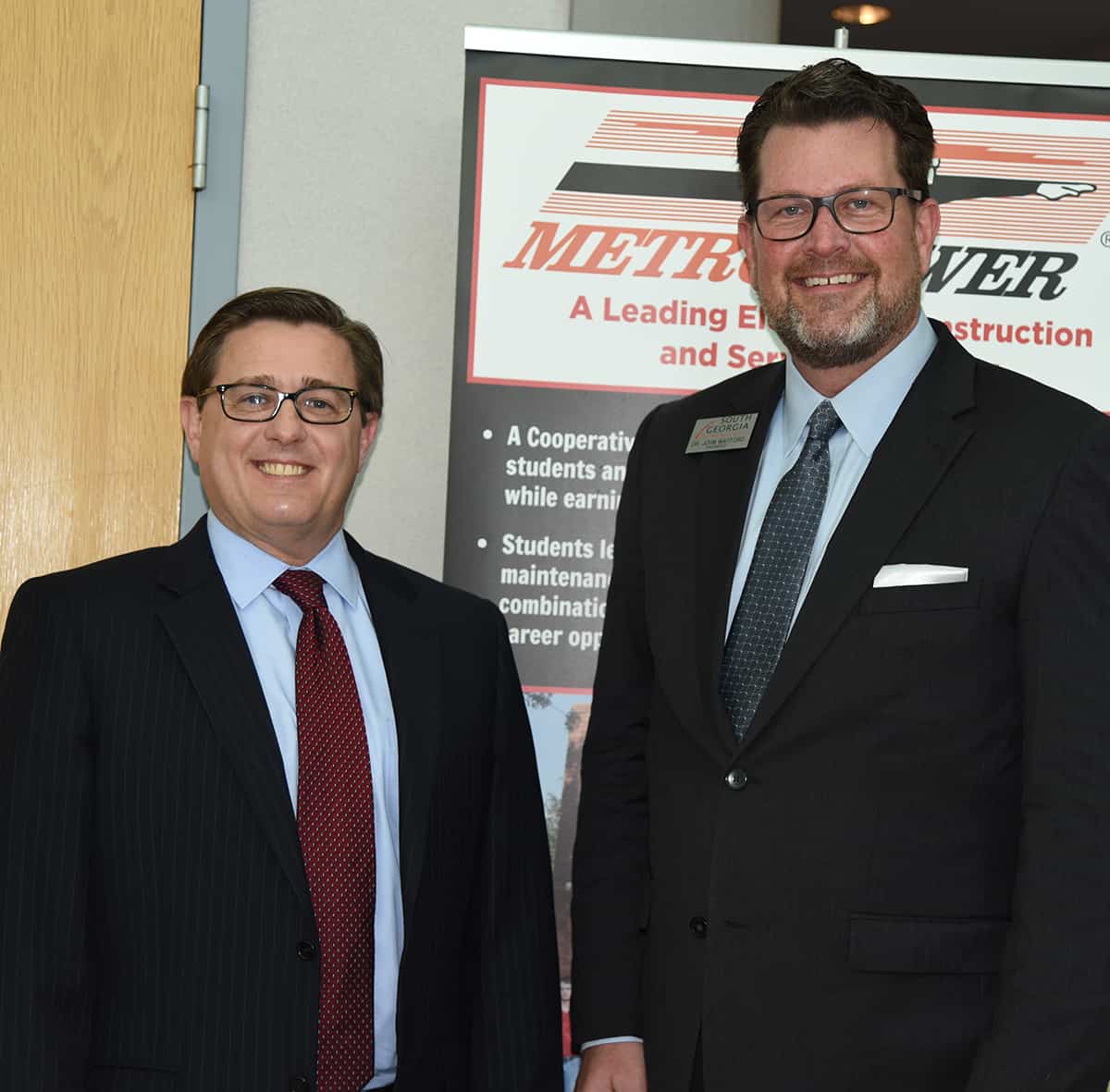 Georgia Commissioner of Labor Mark Butler is shown above with South Georgia Technical College President Dr. John Watford. Dr. Watford introduced Commissioner Butler at the Employer Summit held recently at South Georgia Technical College’s Crisp County Center.