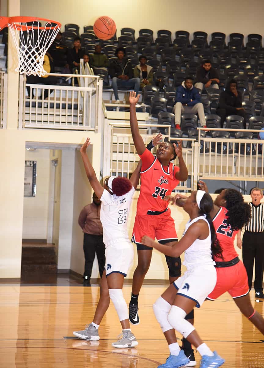 Femme Sikuzani, 34, was all over the court for the Lady Jets against Central Georgia Tech. She ended the night with 16 points and 20 rebounds.