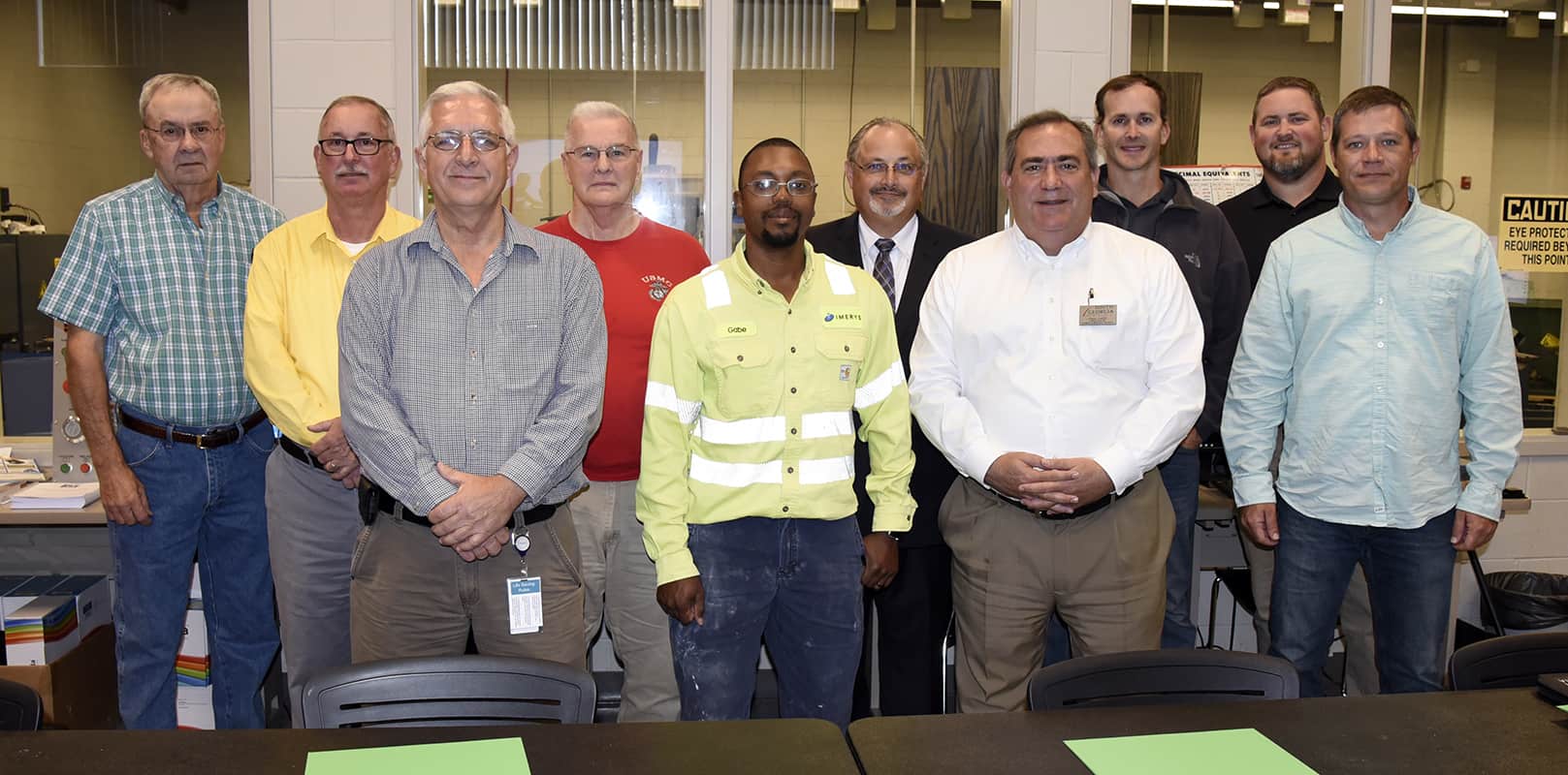 Pictured are the SGTC Precision Machining and Manufacturing Advisory Committee members (l-r): Jack Johnson, Johnson Metal Roofing; Sammy Bledsoe, Magnolia Manor; Stan Fussell, Eaton/Cooper Lighting; Phil Deese, SGTC Industrial Instructor; Gabriel Hillard, Imerys; Dr. David Finley, SGTC Academic Dean; Paul Farr, SGTC Economic Development; Josh Strange, RAMTEC; Chad Brown SGTC Precision Machining and Manufacturing Instructor; and Nicholas Elmer, MDMC.