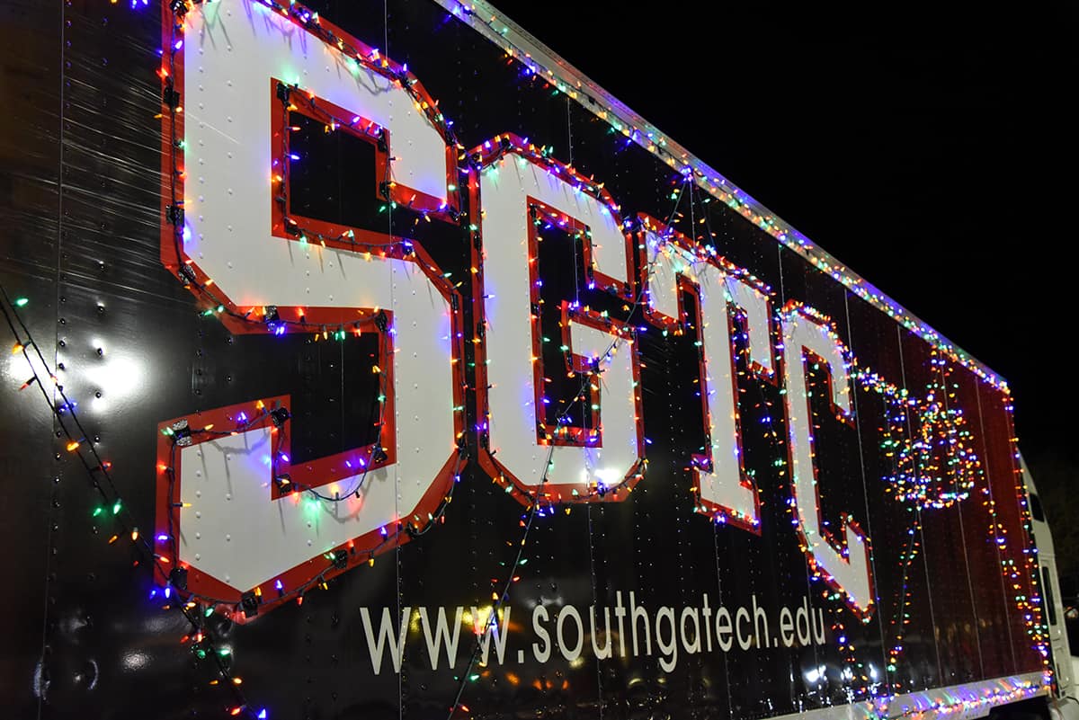 Pictured is one of SGTC’s 18-wheel rigs adorned for the Light Up Your Future celebration.