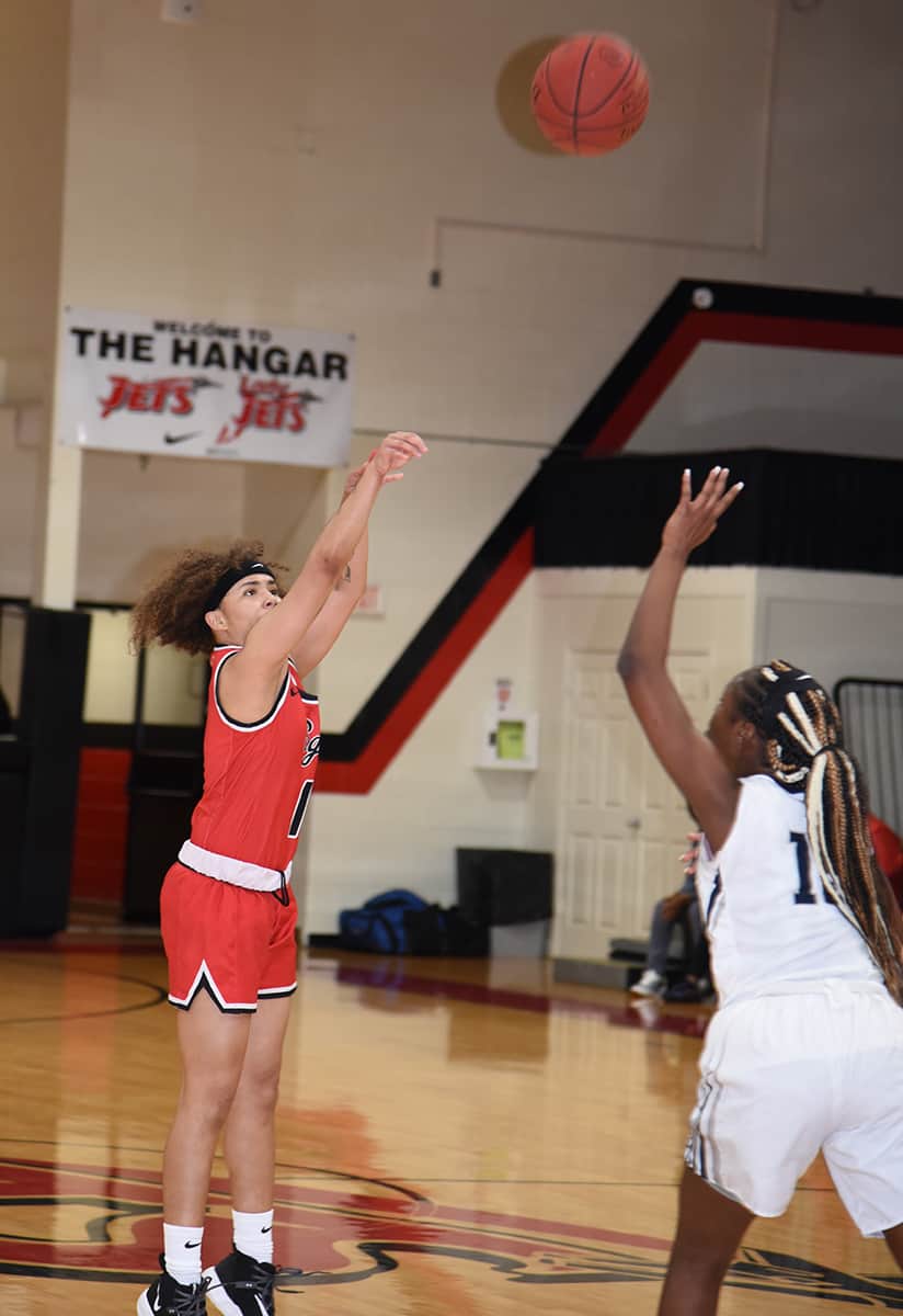 Shamari Tyson, 1, led the Lady Jets in scoring against Cape Fear with 20 points.