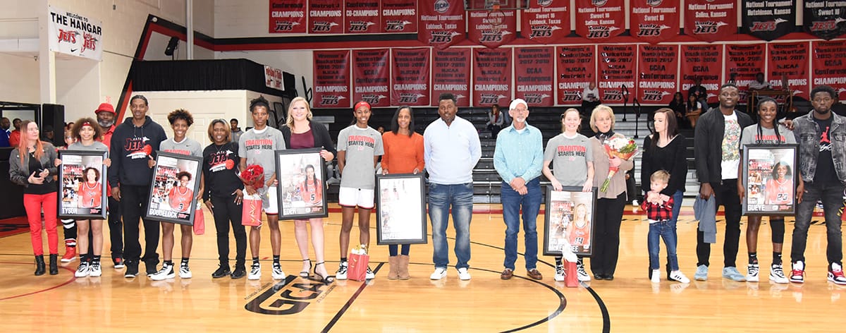 Shown above are the Lady Jets sophomore players that were presented with a framed poster of their time on the court at South Georgia Technical College.