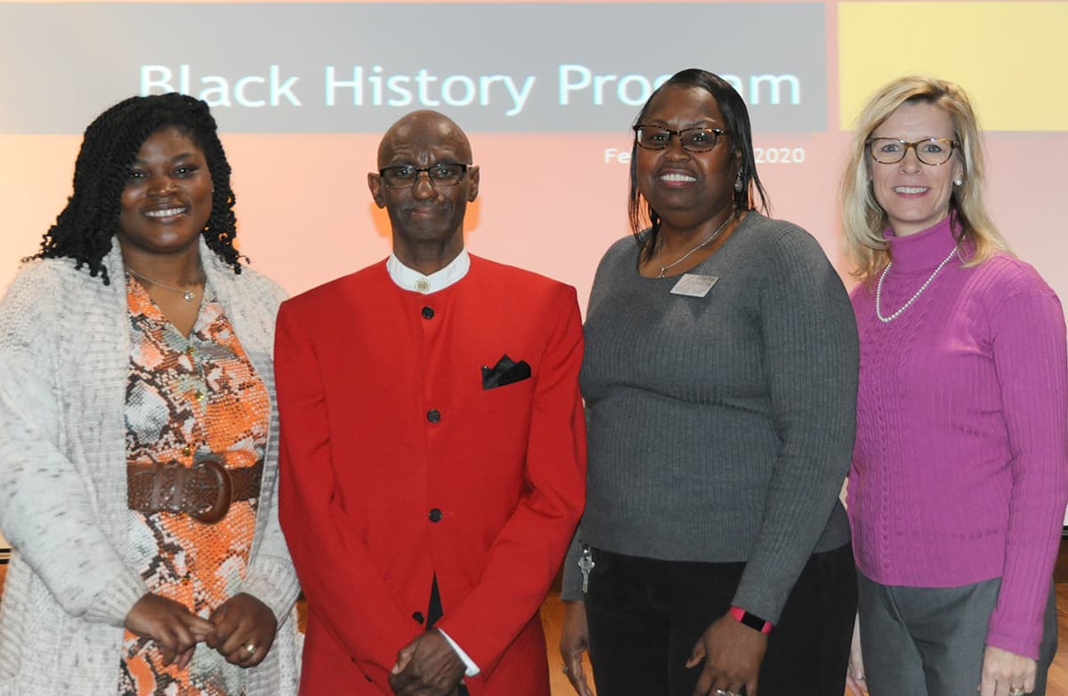 Pictured left to right are SGTC Admissions Coordinator Katrice Taylor, featured speaker Reverend Keith Lewis, SGTC Retention and Coaching Specialist Charlene Williams, and SGTC Dean of Enrollment Management Julie Partain.